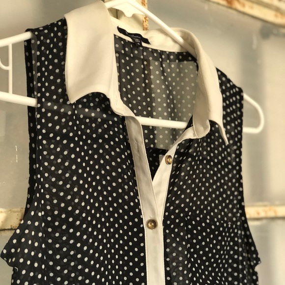 Tops - Polka Dot Peter Pan Collared Blouse